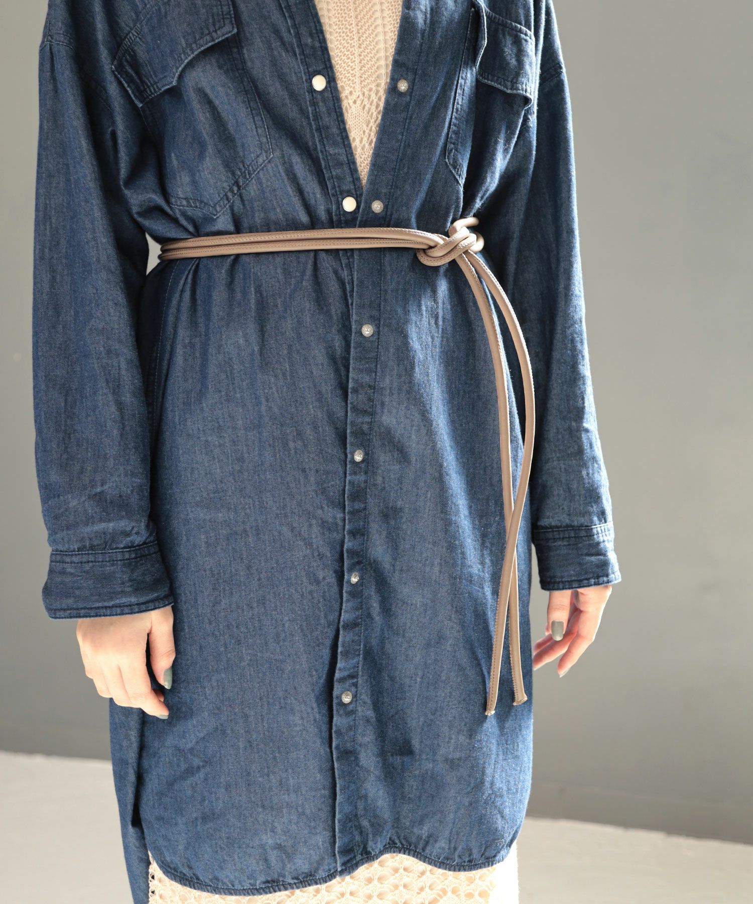 レザー調丸紐のロープノットベルト【3点までゆうパケット可】 一部6月下旬入荷予定