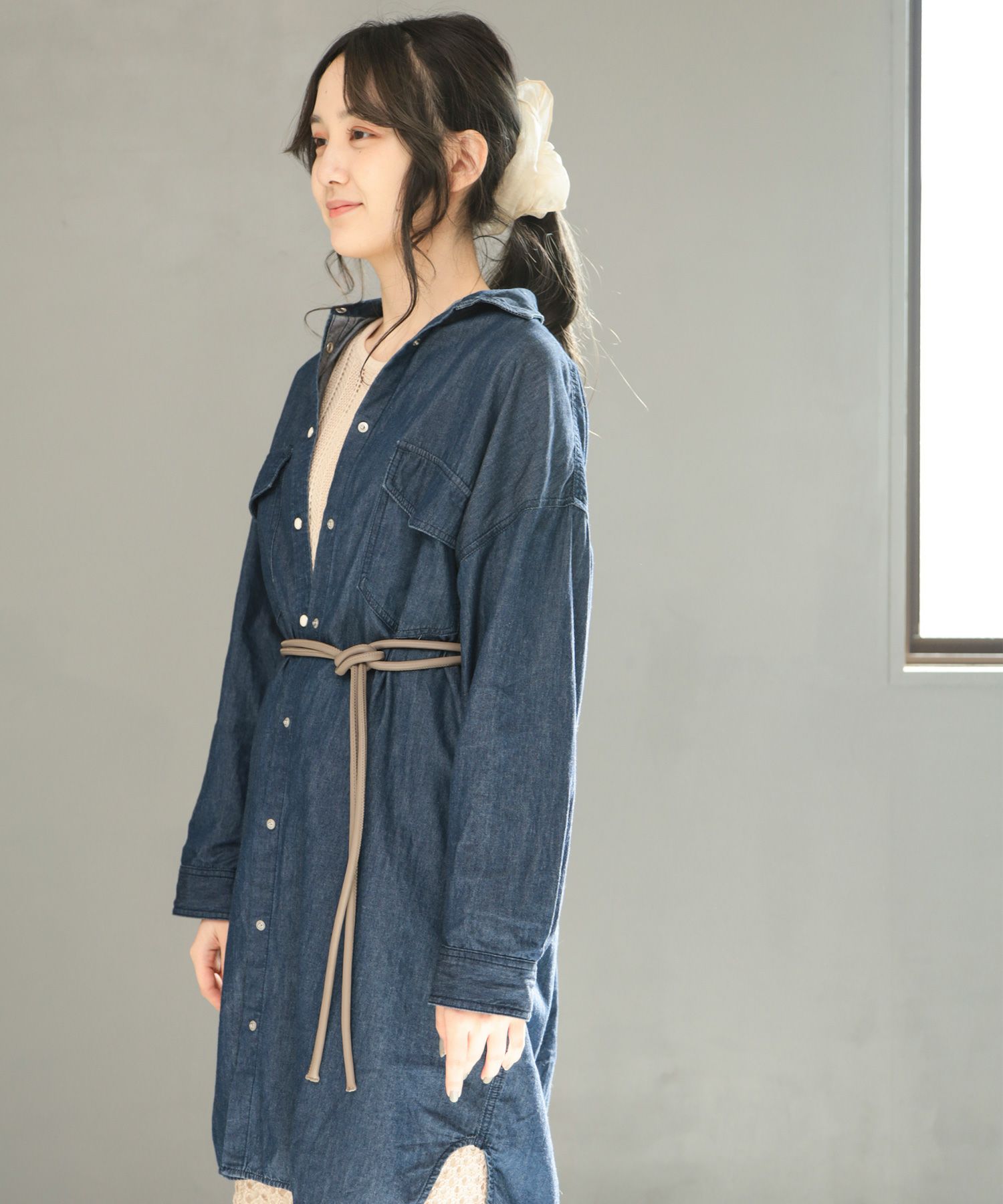 レザー調丸紐のロープノットベルト【3点までゆうパケット可】 一部6月下旬入荷予定