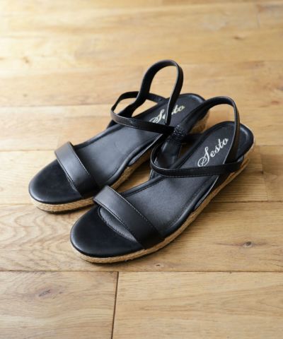 ローヒールウエッジソールサンダル/リラックスサンダル△返品