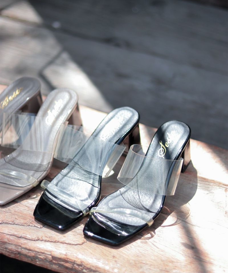 即納日本製2足セット　CapeRobbin 異素材ミックス　クリアチャンキーヒール　ブーツ 靴