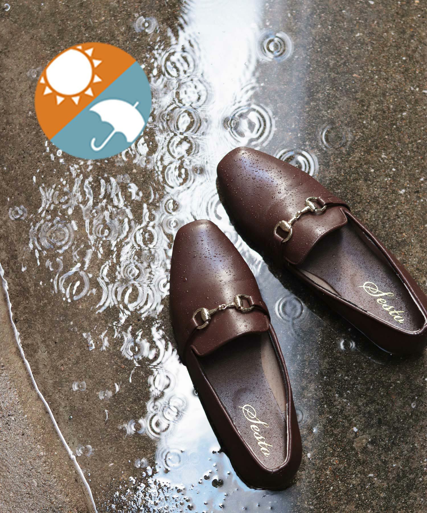 生活防水対応ビット付きローファーレインパンプス/オールウェザーパンプス/晴雨兼用 