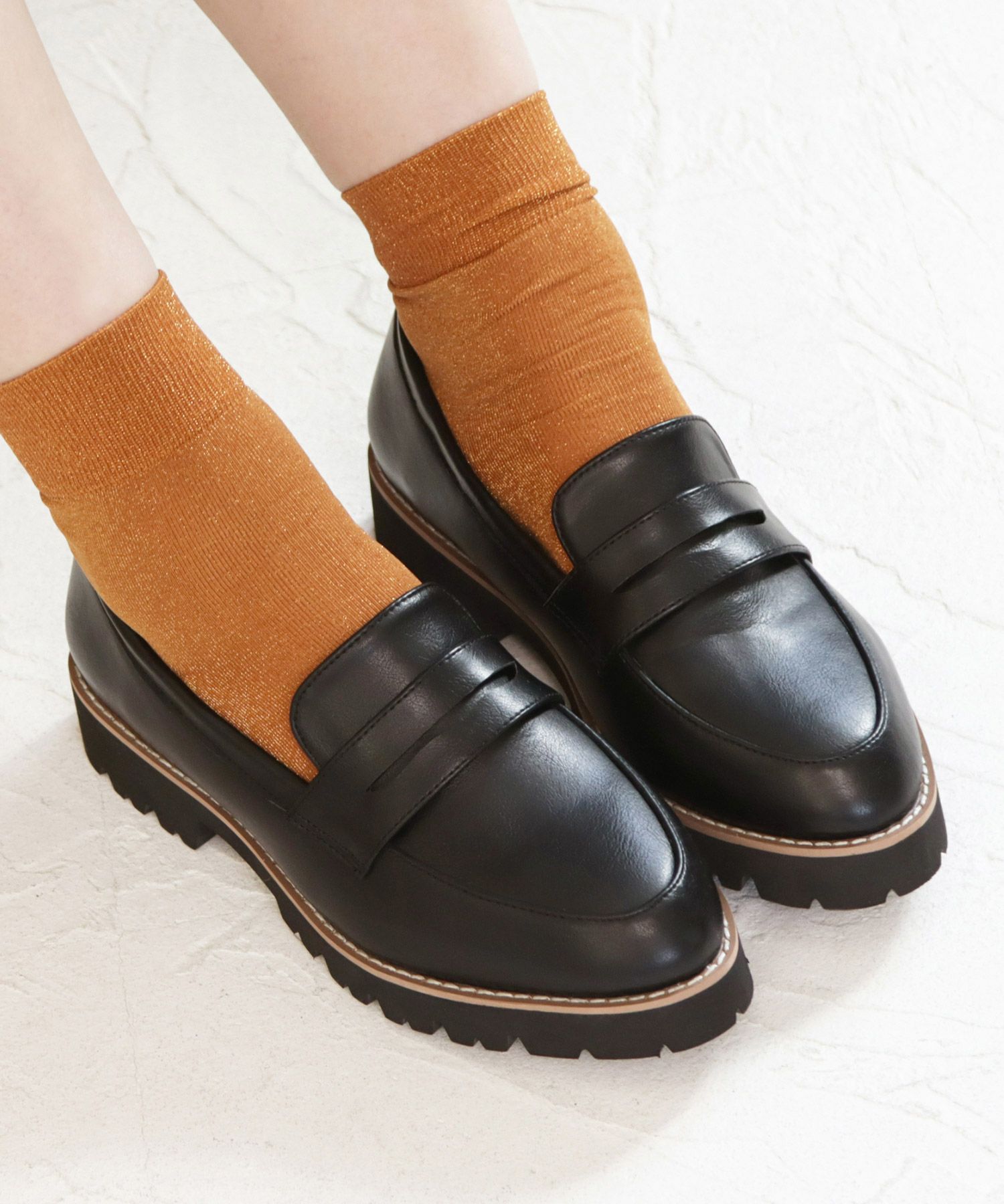 【4E幅広・大きいサイズ】厚底ローファー