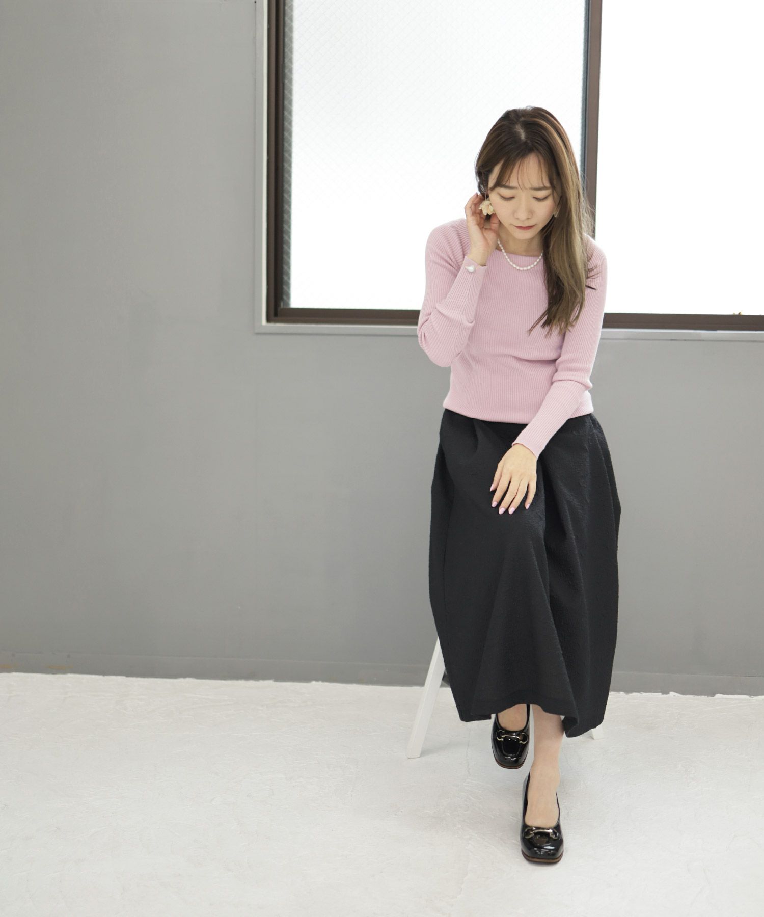 ビット付きフレアヒールパンプス▲返品不可