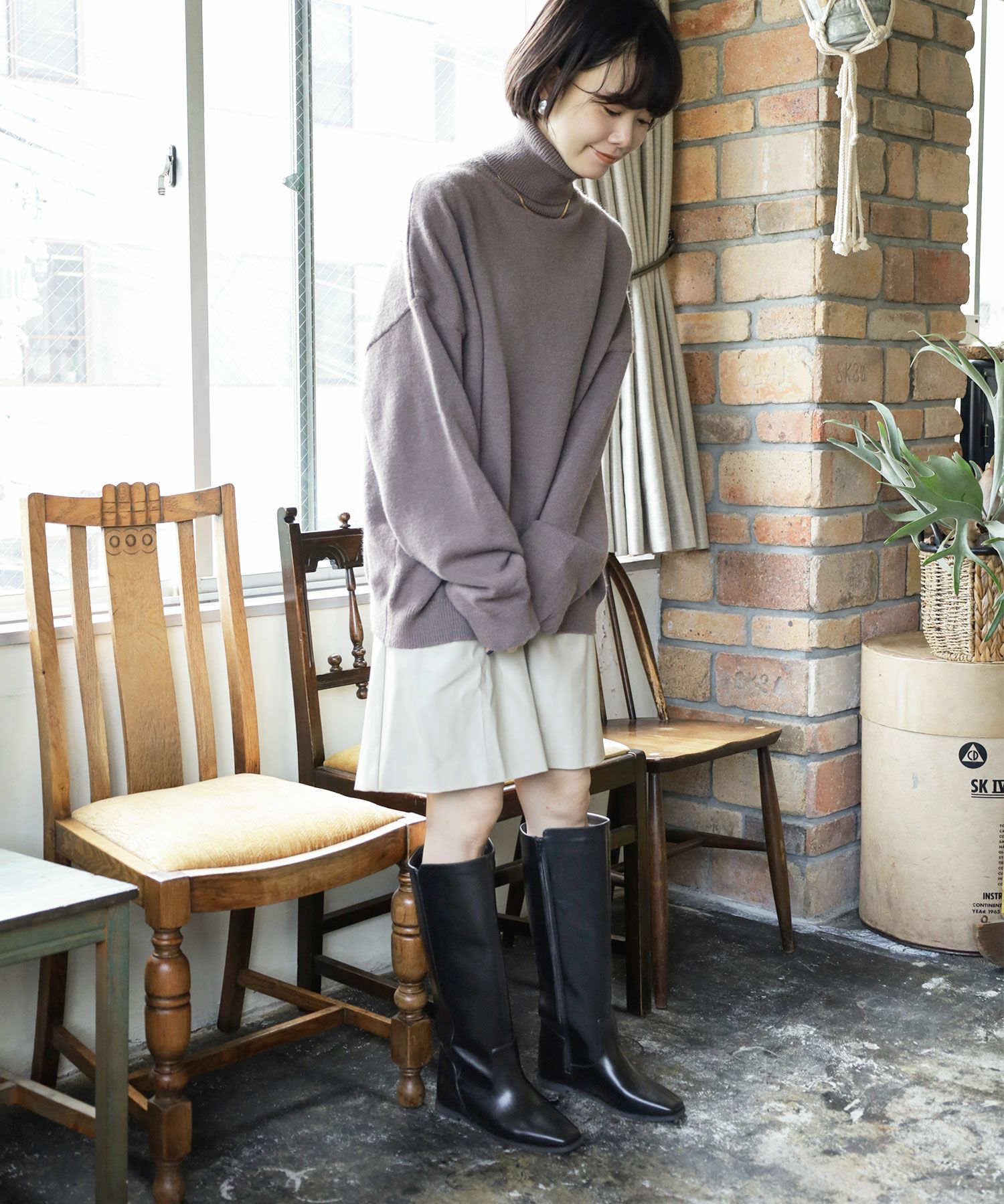 3cmインヒール入り！ストレートロングブーツ