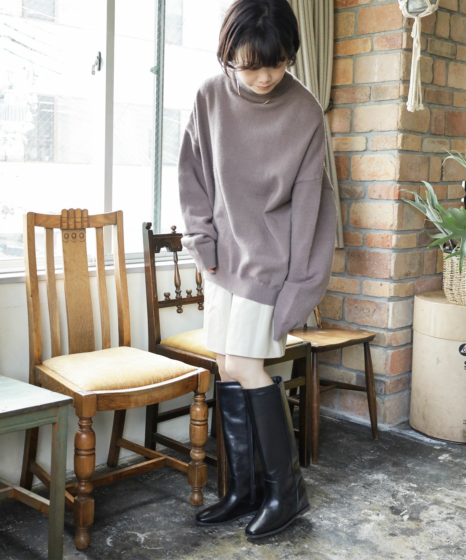 3cmインヒール入り！ストレートロングブーツ