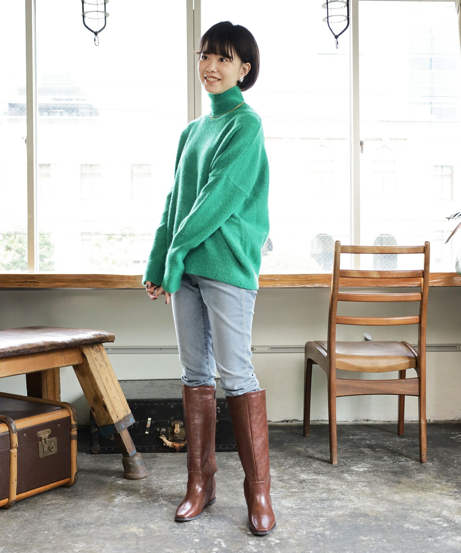 3cmインヒール入り！ストレートロングブーツ