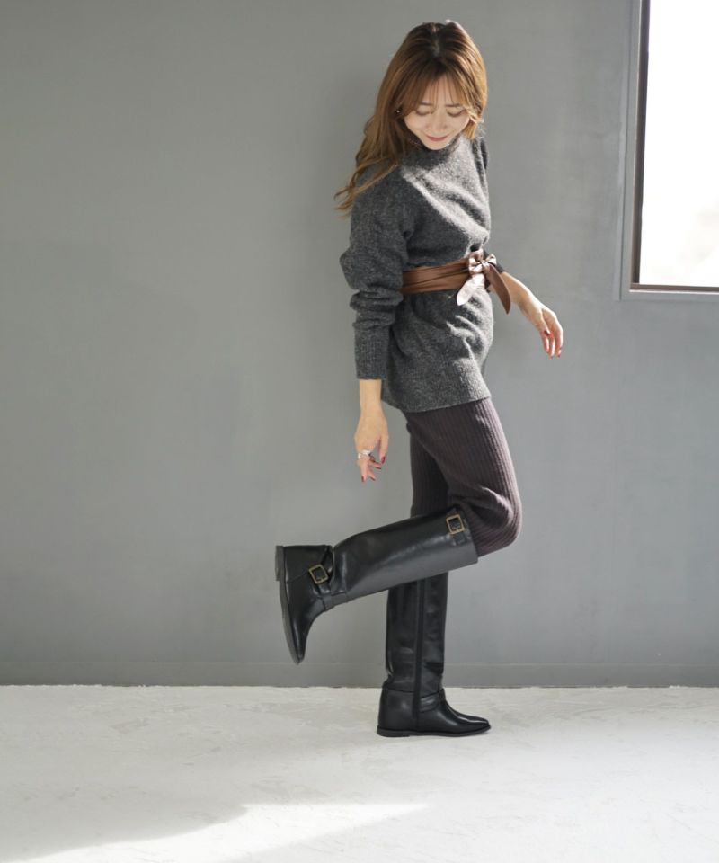 3cmインヒール入り！ベルテッドロングブーツ△返品不可 | SESTO