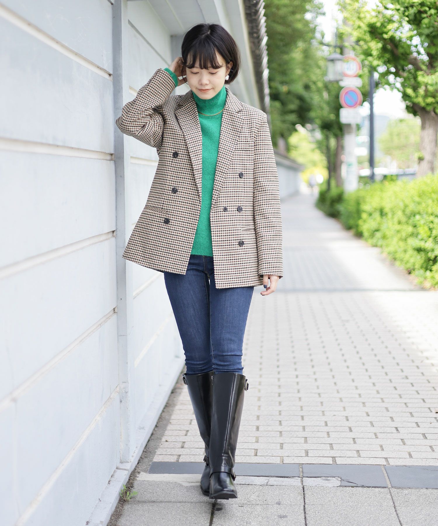 3cmインヒール入り！ベルテッドロングブーツ▲返品不可