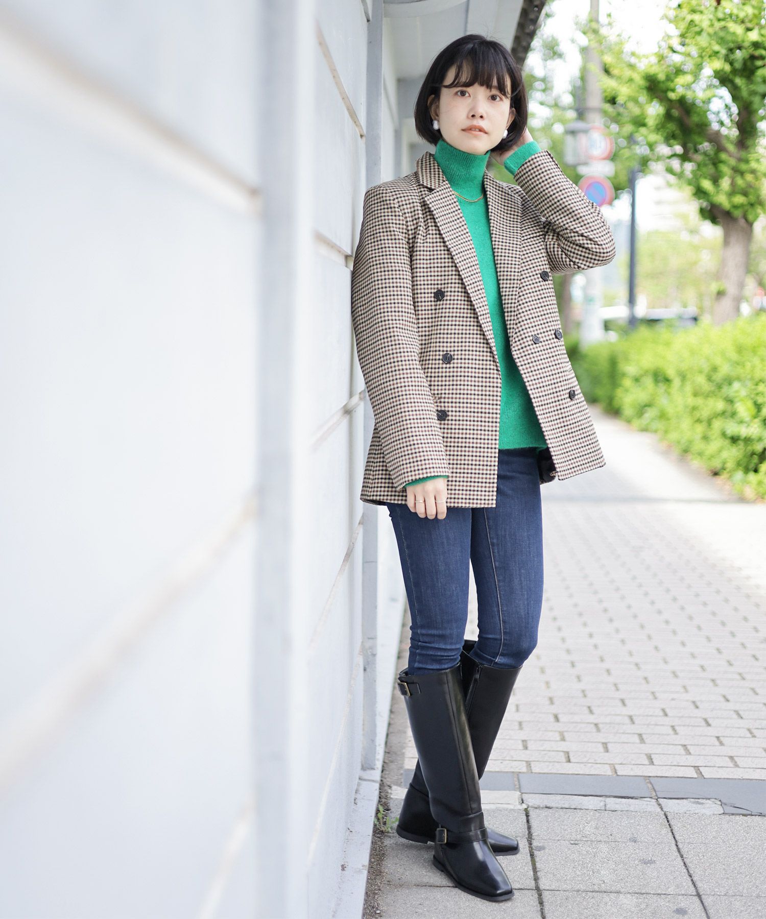 3cmインヒール入り！ベルテッドロングブーツ▲返品不可