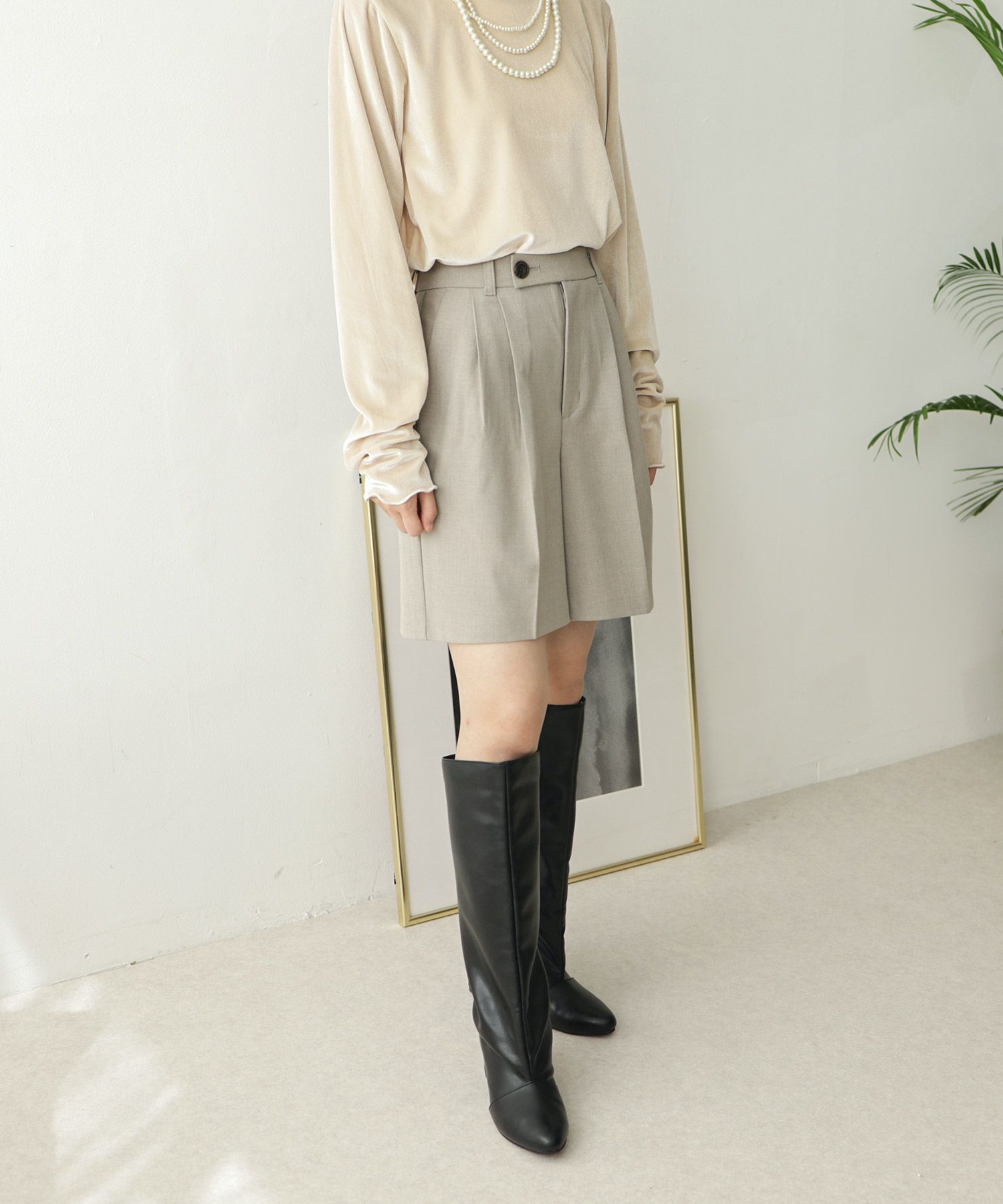 ワイドシャフトミドルヒールロングブーツ
