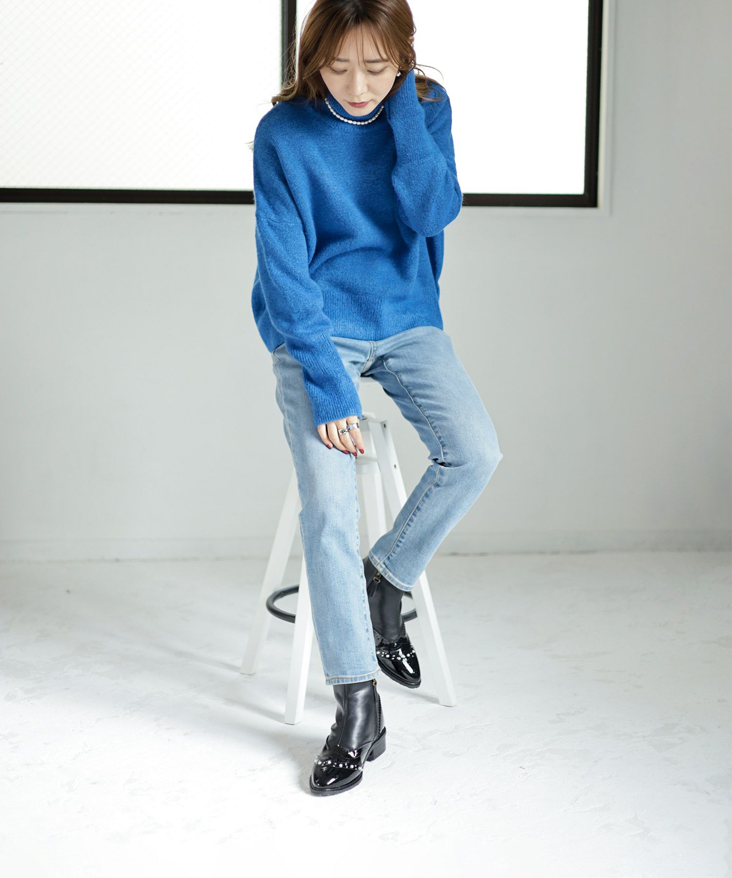 パール×ウイングチップショートブーツ▲返品不可