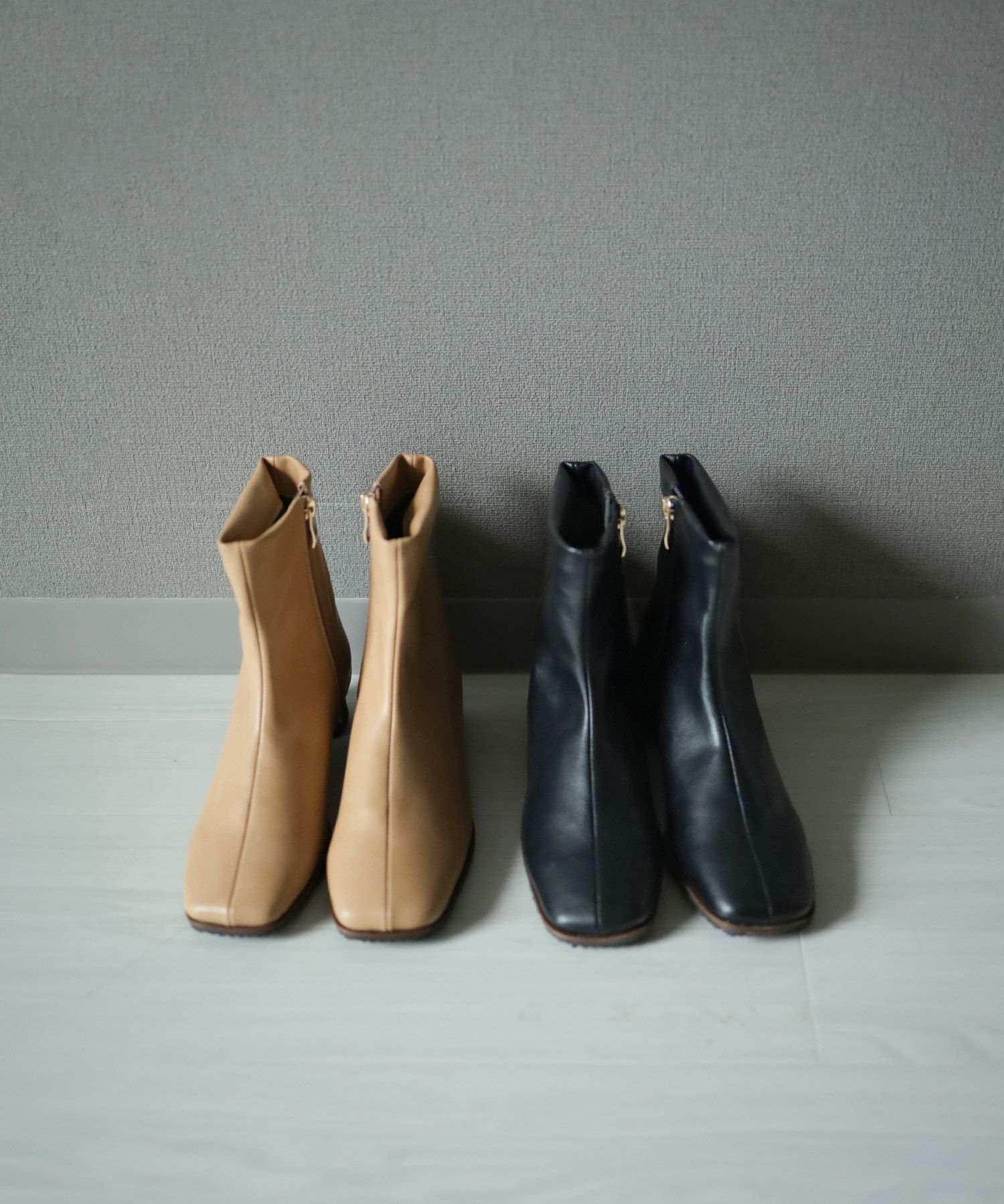 ウッドローヒールショートブーツ▲返品不可