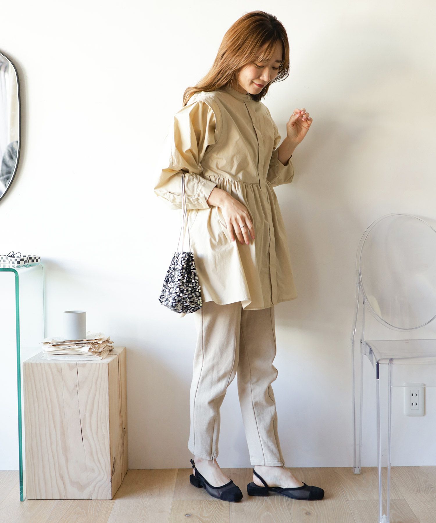 シースルースリングバックローヒールパンプス▲返品交換不可