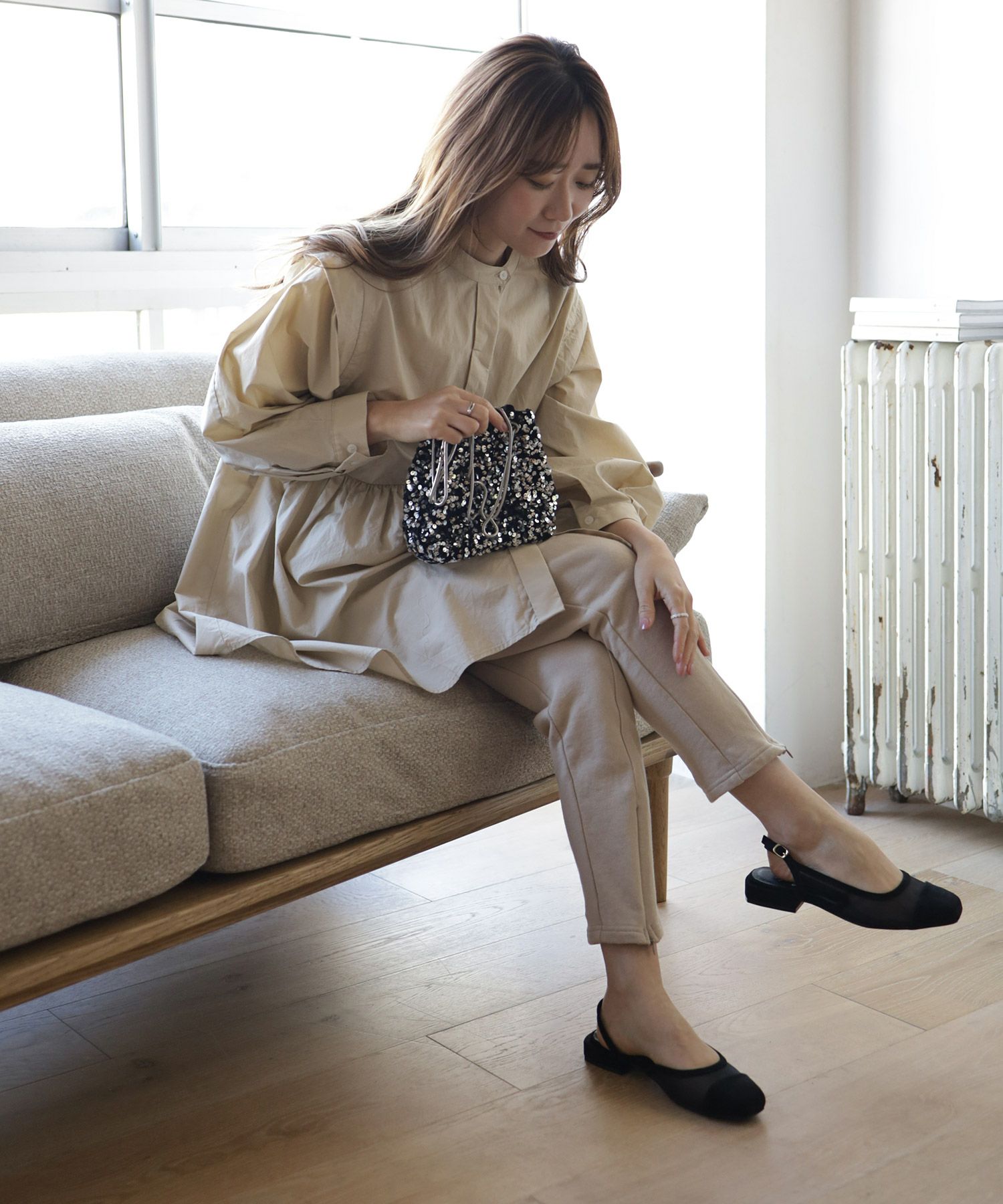 シースルースリングバックローヒールパンプス▲返品交換不可