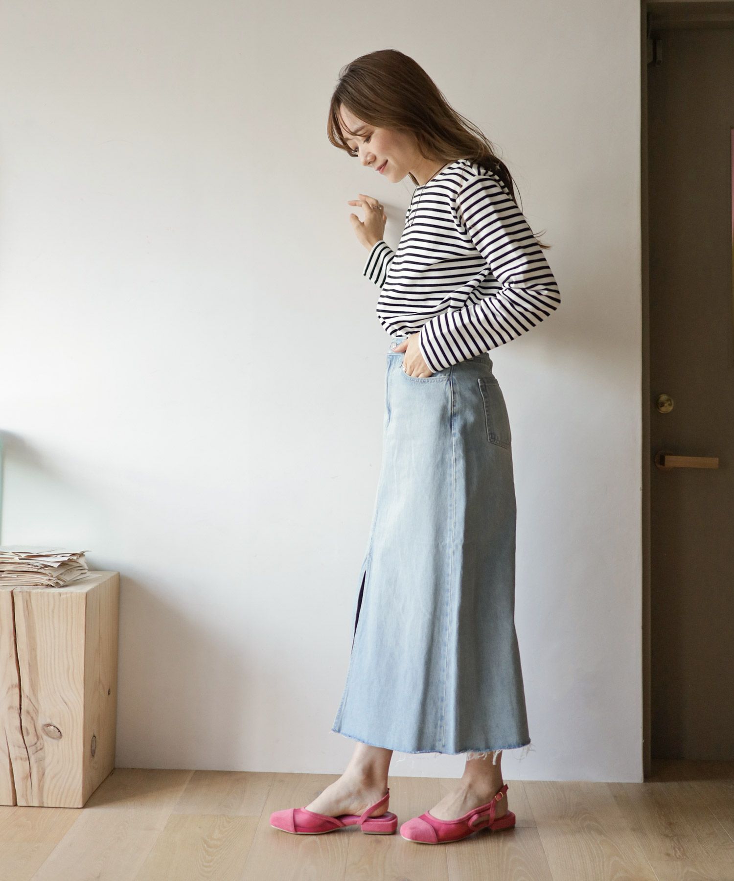 シースルースリングバックローヒールパンプス▲返品交換不可