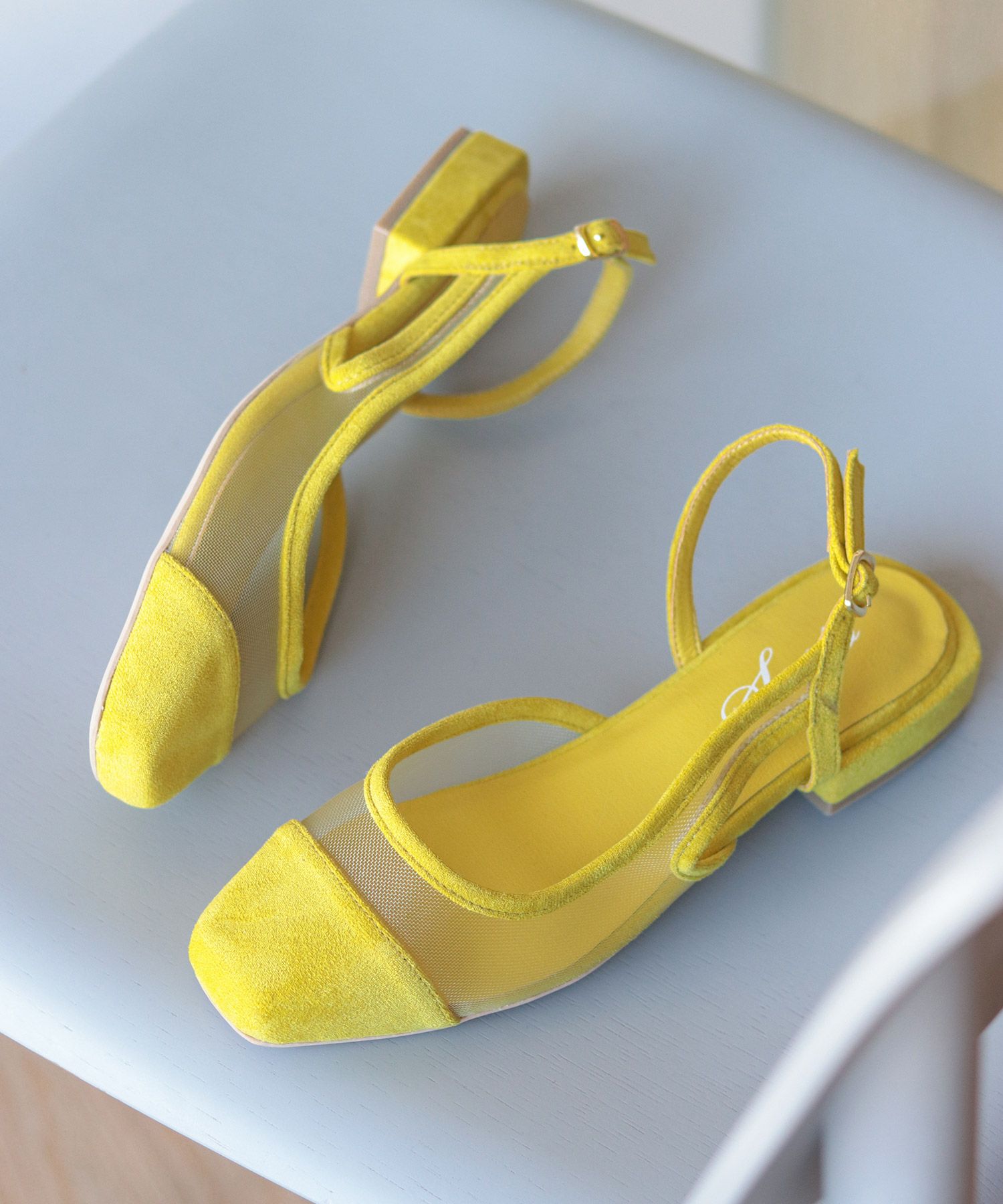 シースルースリングバックローヒールパンプス▲返品交換不可