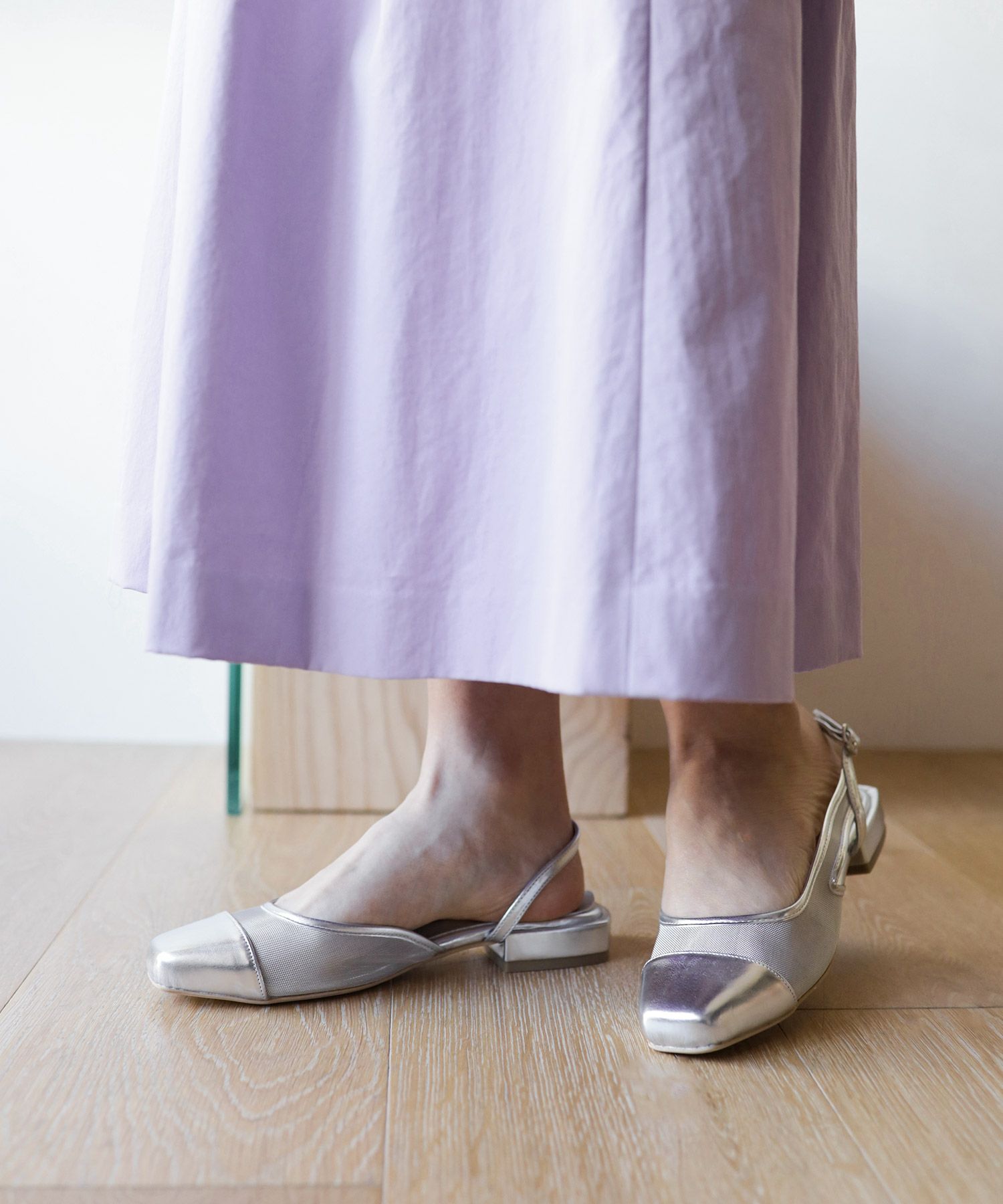 シースルースリングバックローヒールパンプス▲返品交換不可