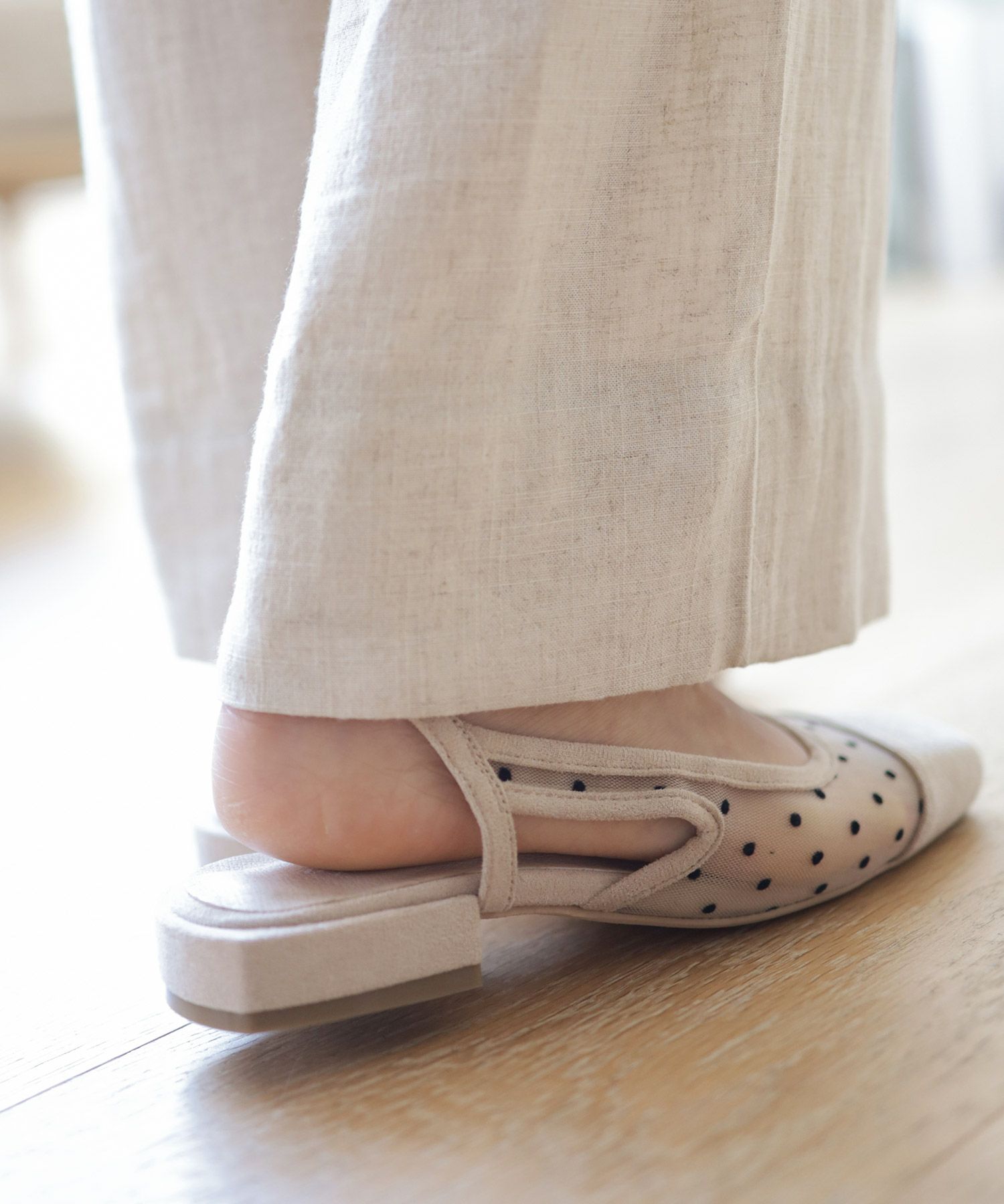 シースルースリングバックローヒールパンプス▲返品交換不可