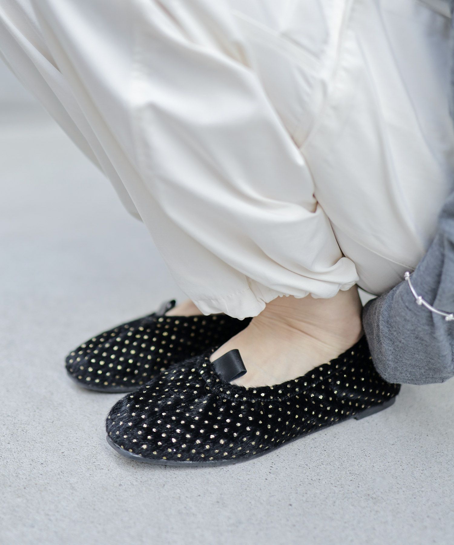柔らかゴムフラットバレエパンプス▲返品不可