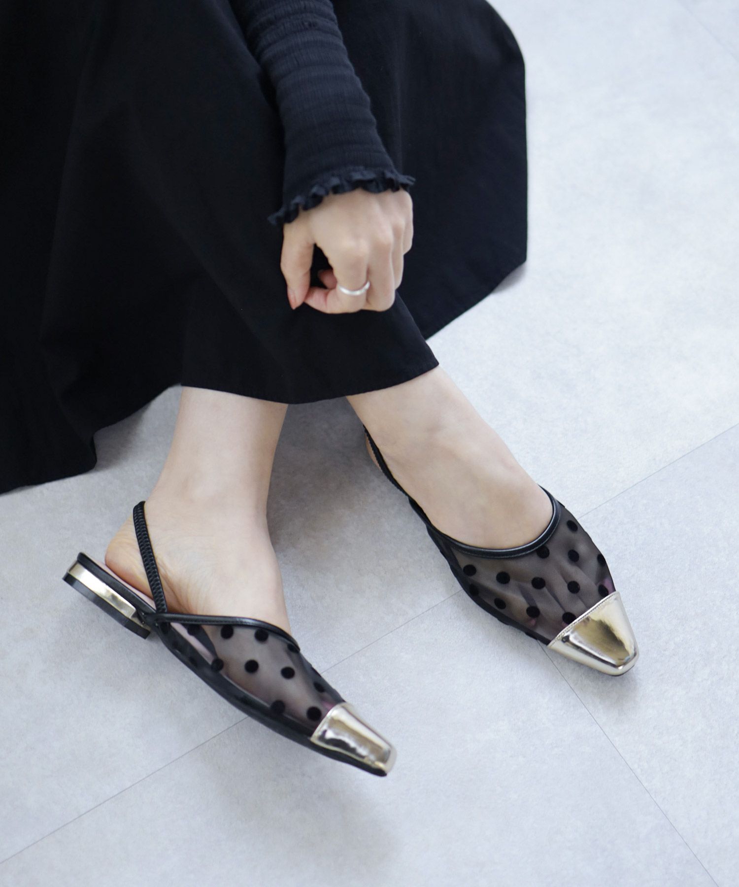 シースルーゴムフィット2wayミュールサンダル Newサイズ▲返品不可