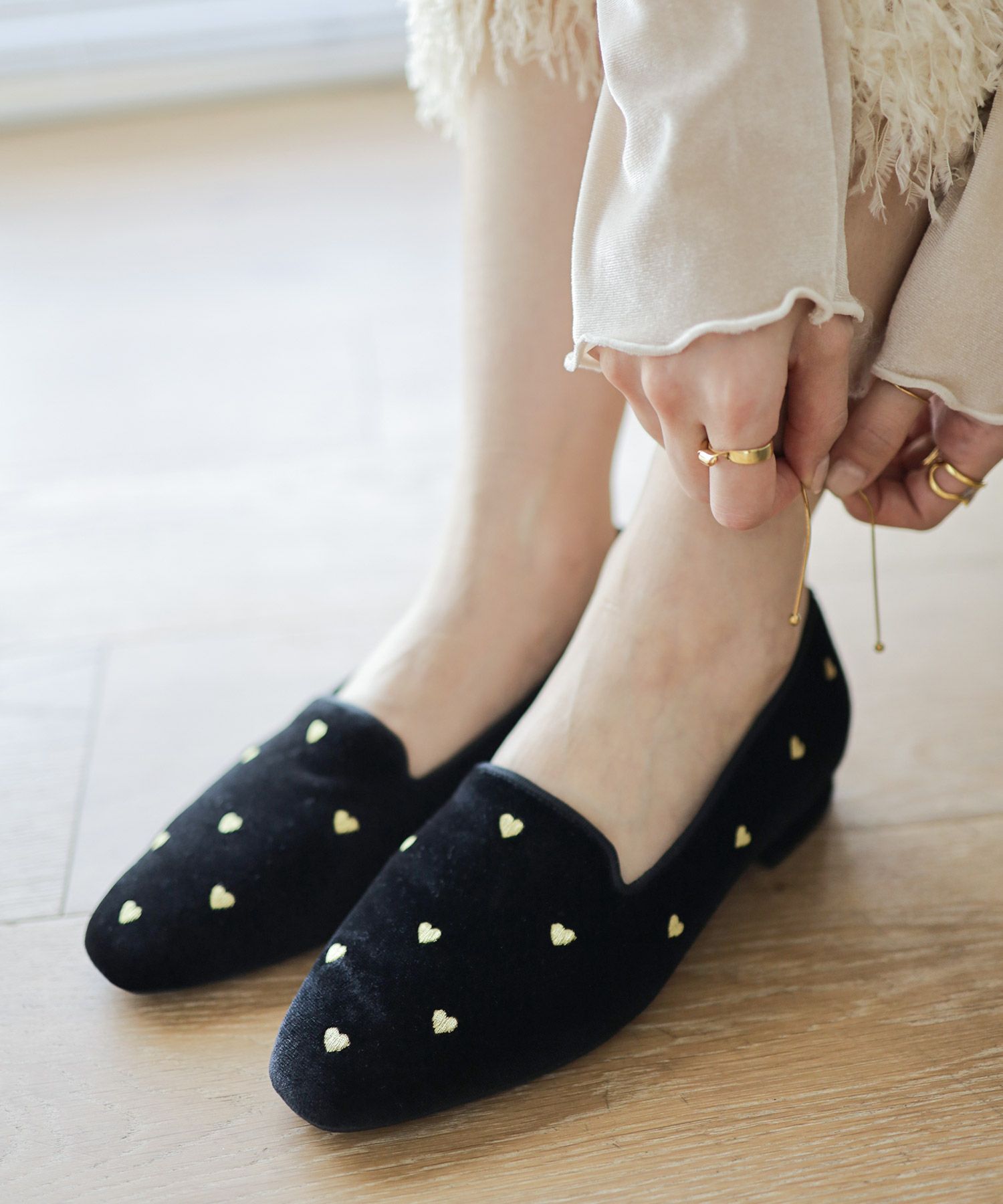 ハート刺繍ローファーパンプス NEWカラー・NEWサイズ