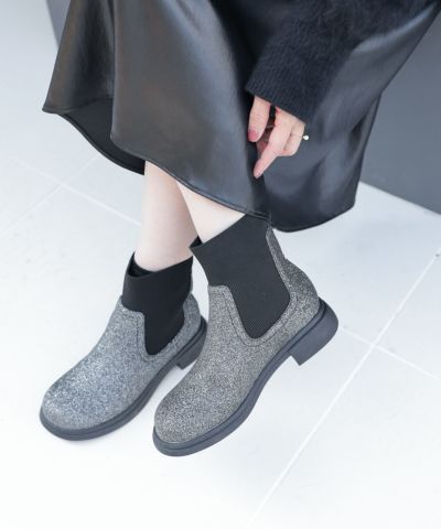 ビジュー付きサイドゴアショートブーツ△返品不可 | SESTO