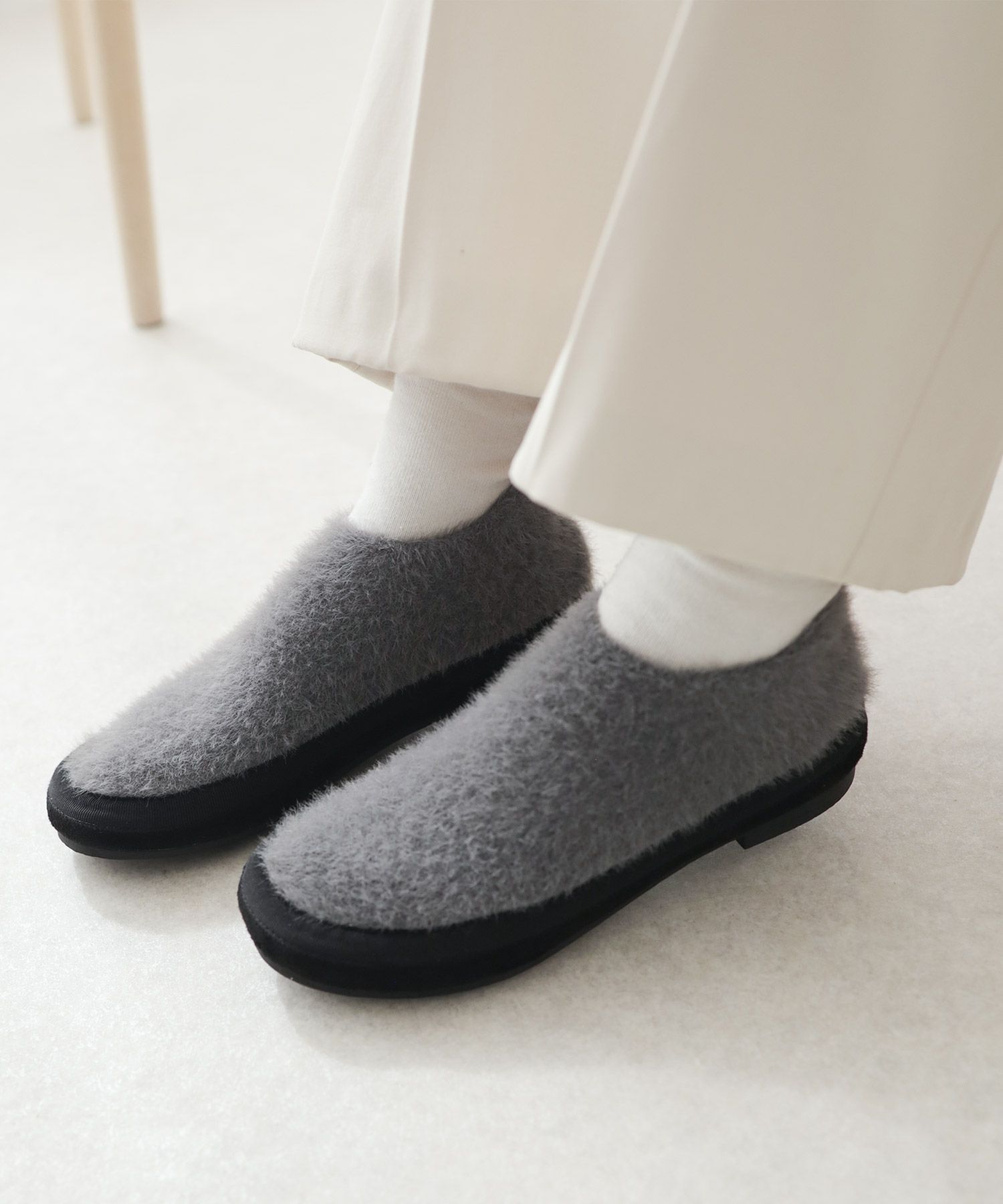 軽量あったかシャギーニットスリッポン▲返品不可