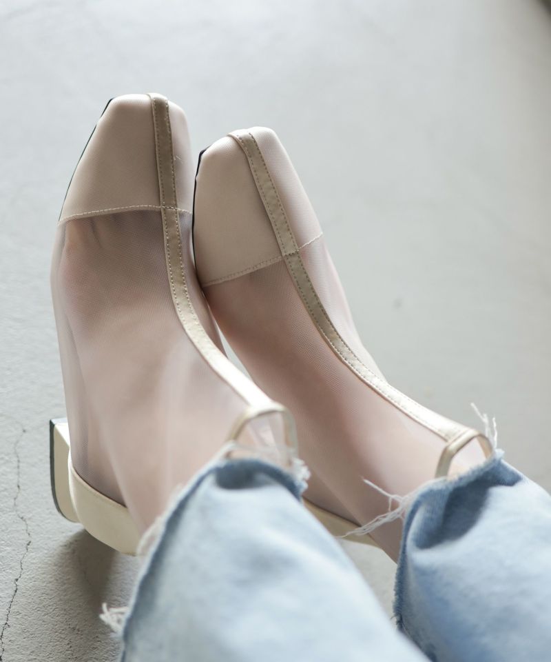 ドット柄シースルーショートブーツ 大特価】2色展開 ドット柄 水玉柄 シースルー メッシュ ショート