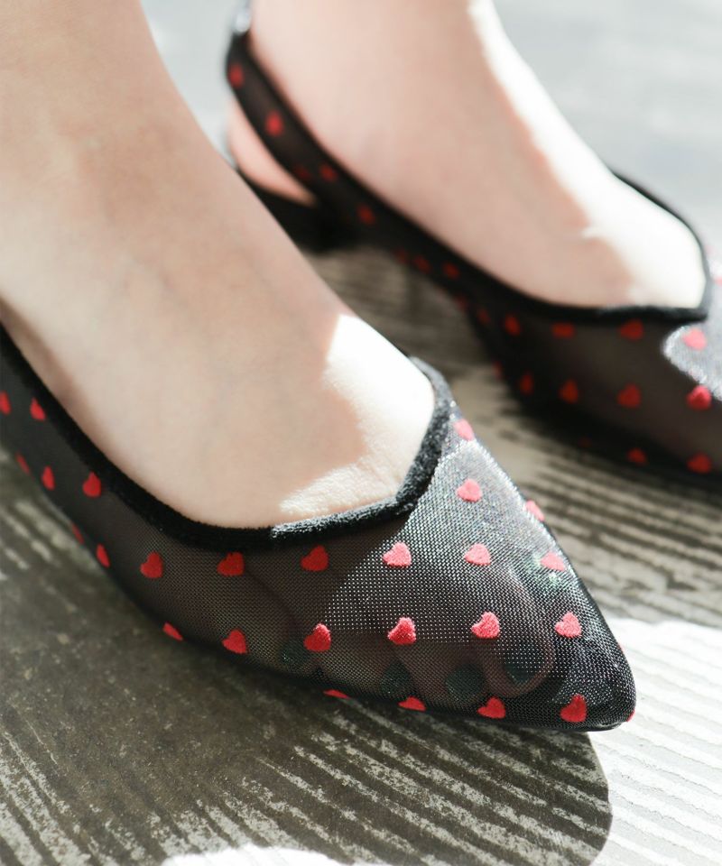 Steve Madden☆ 花柄ビーズ＆メッシュ・スリングバッグパンプス Steve Madden☆ 花柄ビーズ＆メッシュ・スリングバッグパンプス